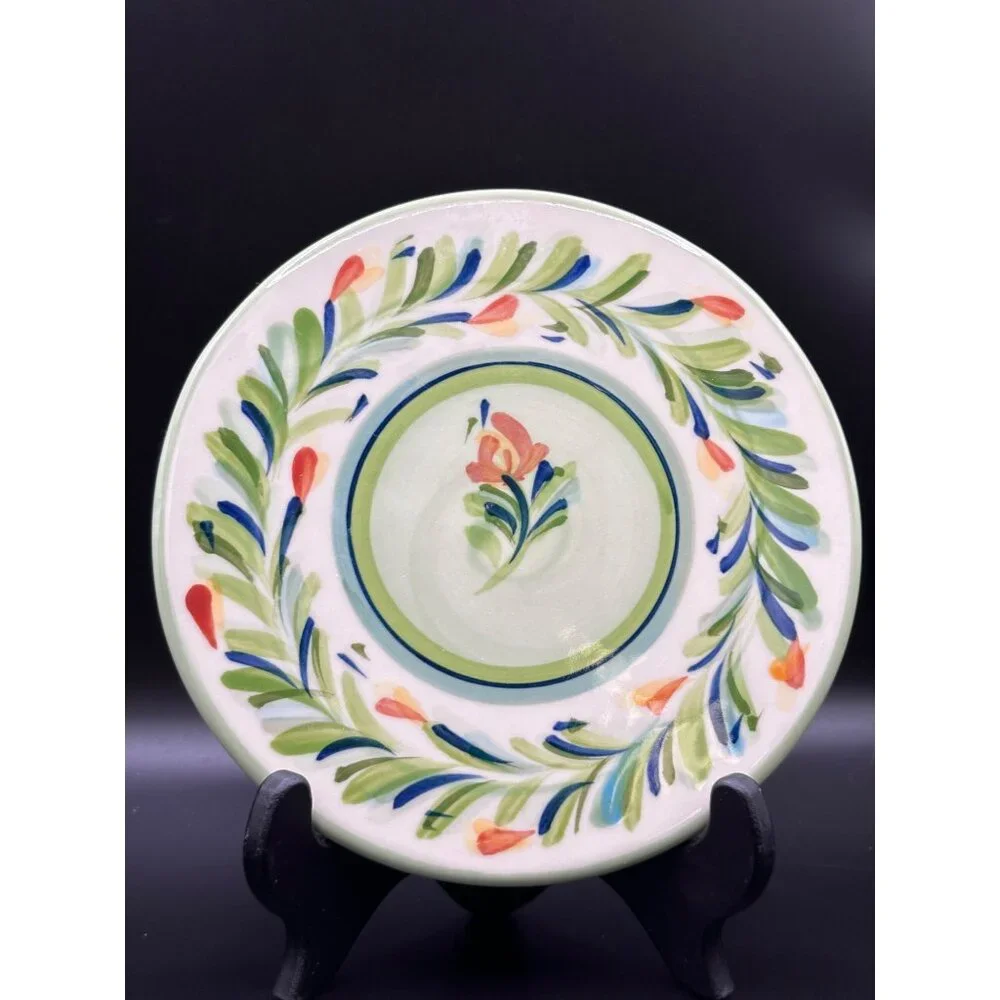 Southern Living‎ Sienna Green Garland Gail Pittman Pottery Trivet Plate 7.25”